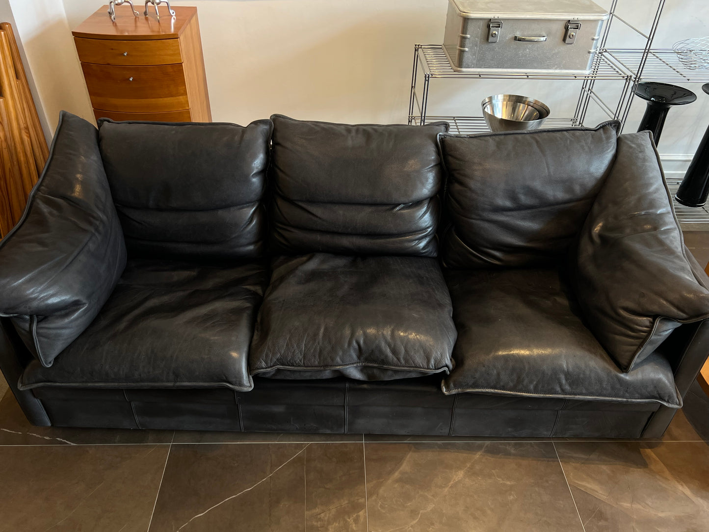 Black leather couch