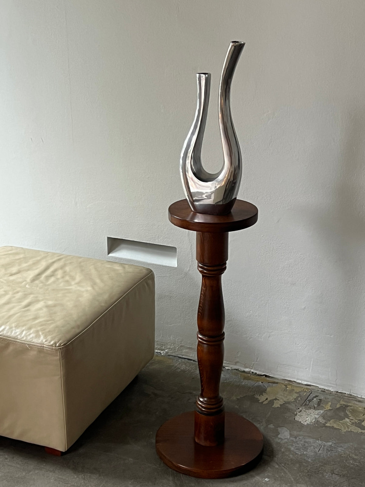 Sculptural Silver Metal Vase