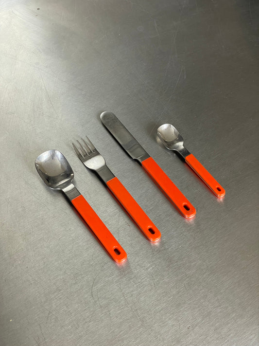 Orange steel cutlery