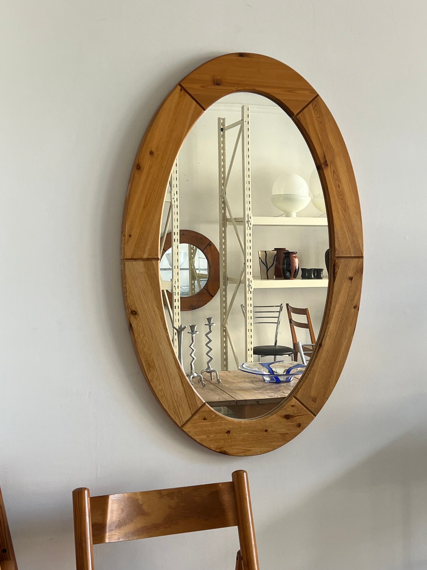 Oval Wooden Wall Mirror