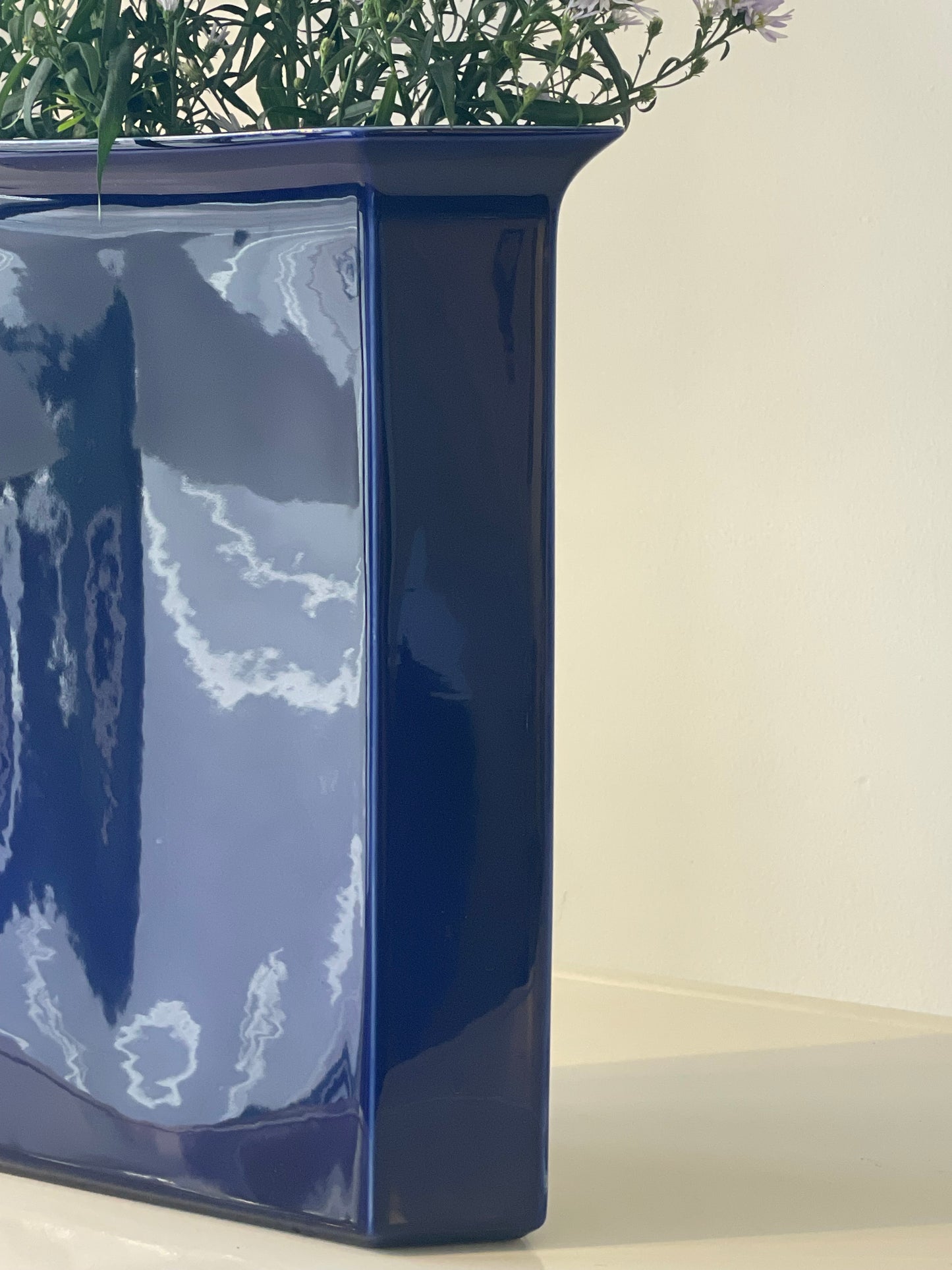 Tall blue vase