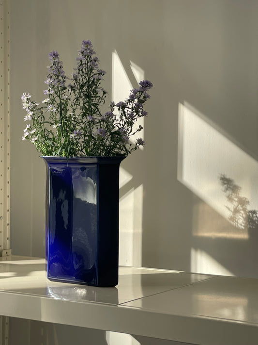 Tall blue vase