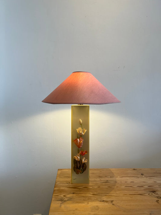 Pink floral table lamp