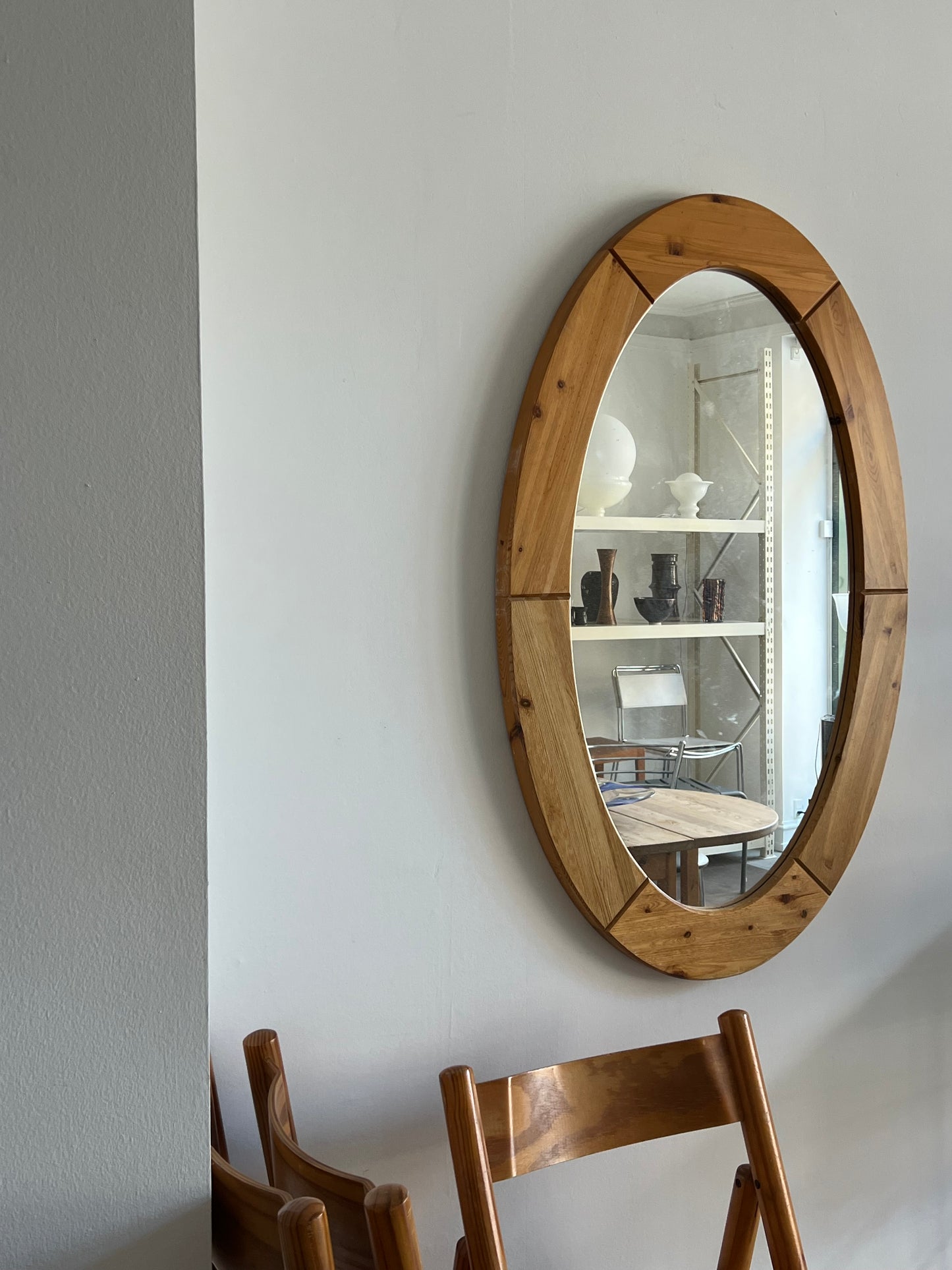 Oval Wooden Wall Mirror