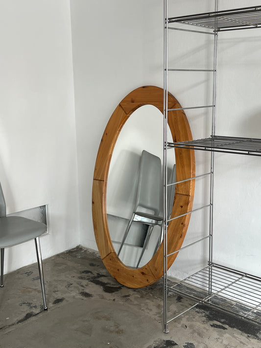 Oval Wooden Wall Mirror