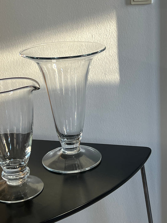 Tall clear glass vase