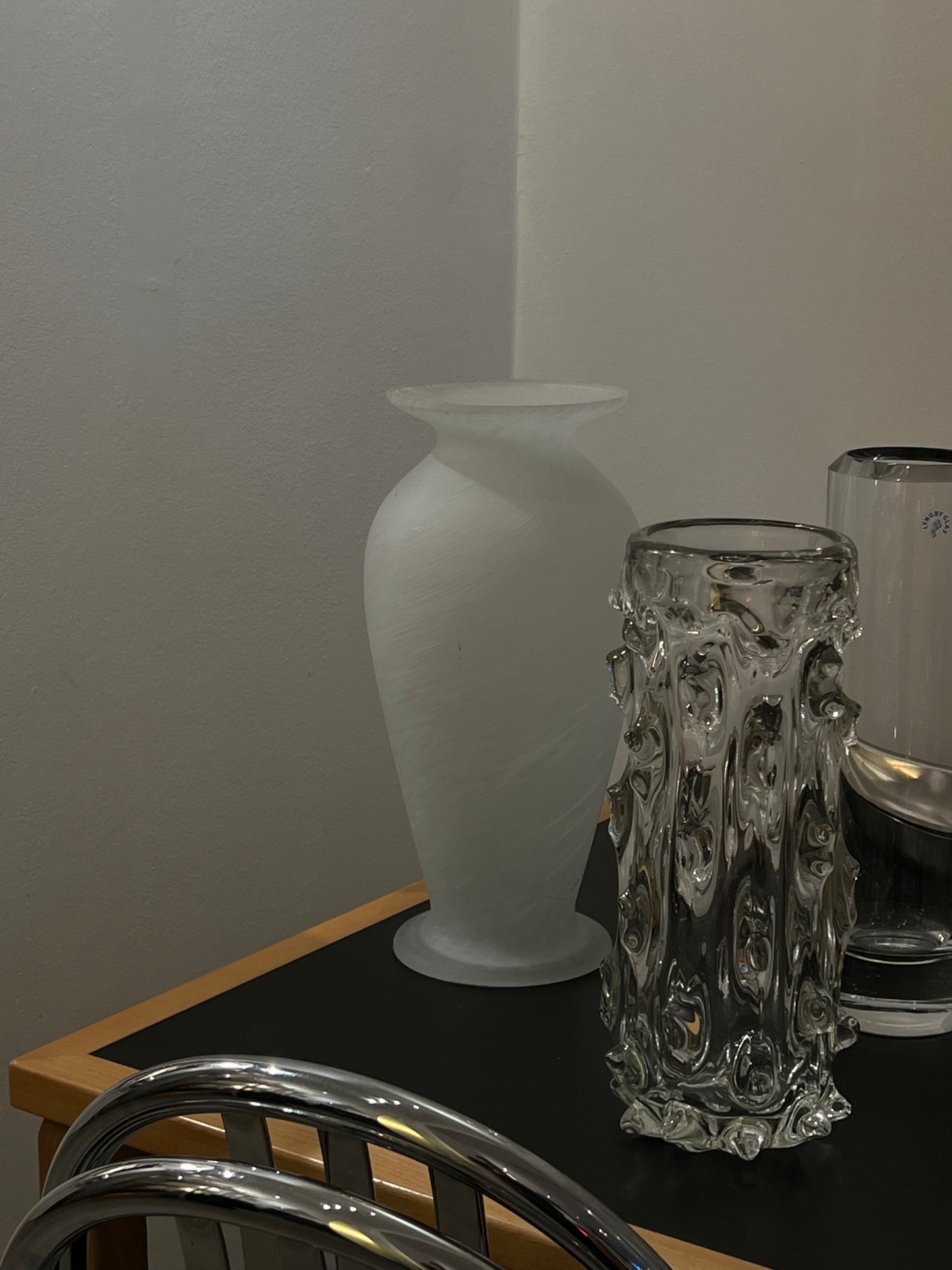 Tall glass vase