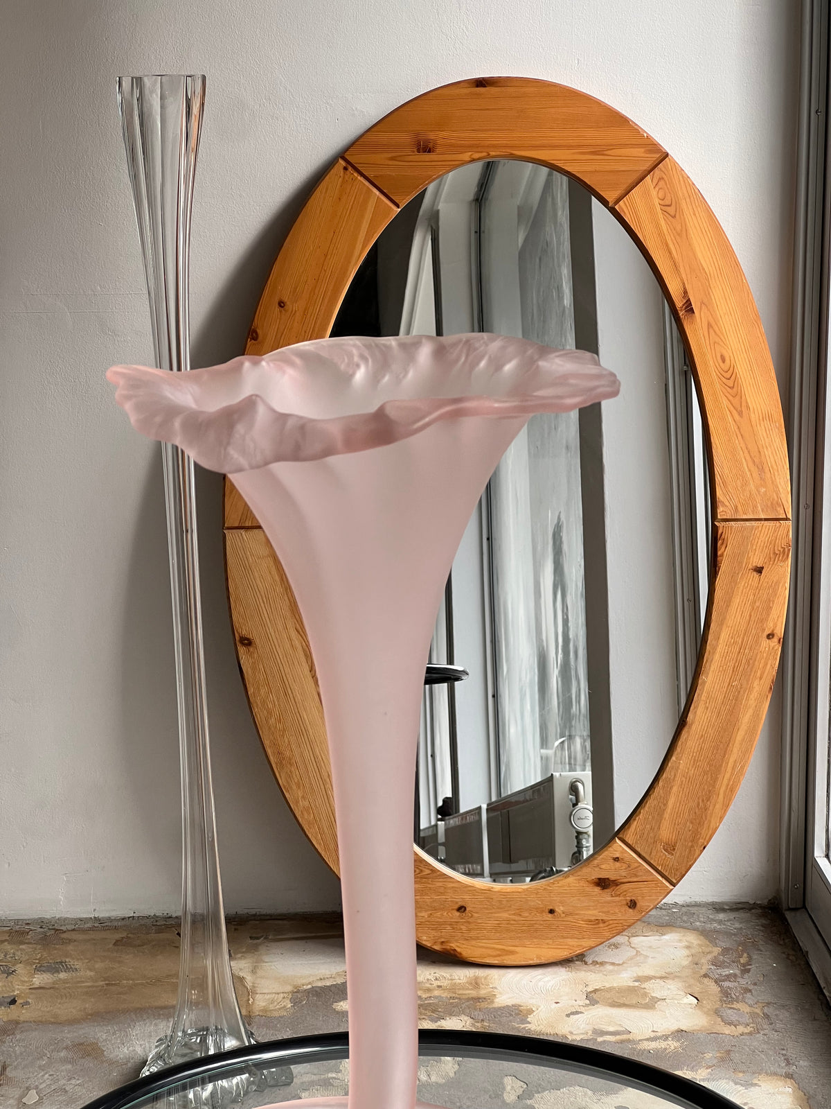 Oval Wooden Wall Mirror