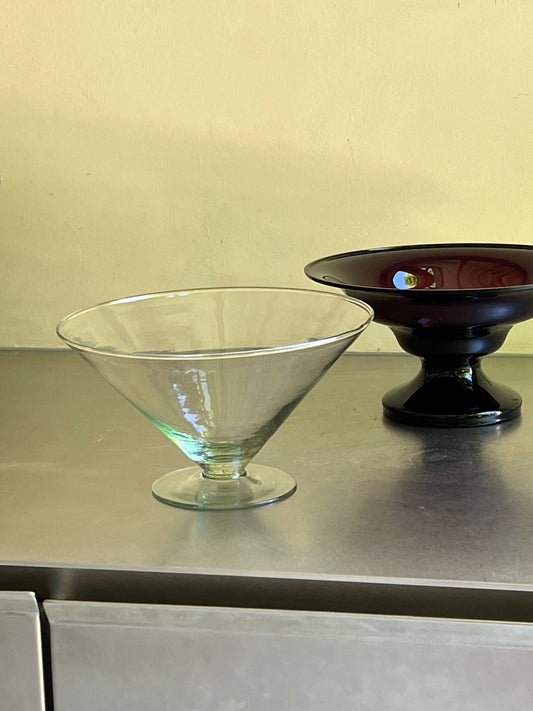 Clear glass bowl on foot