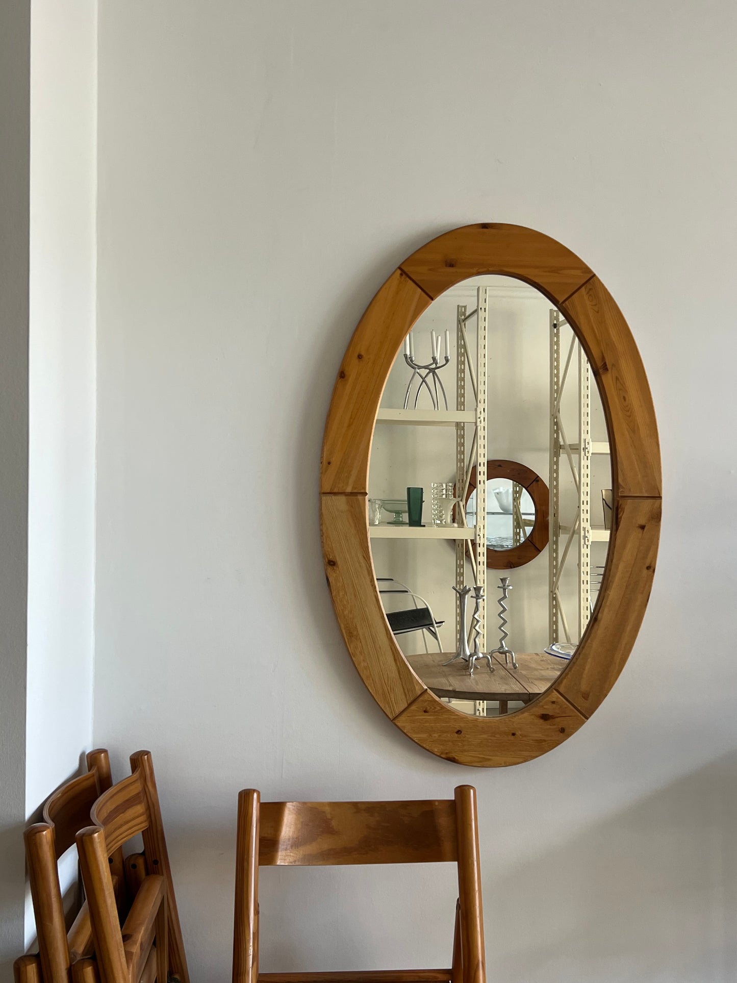 Oval Wooden Wall Mirror