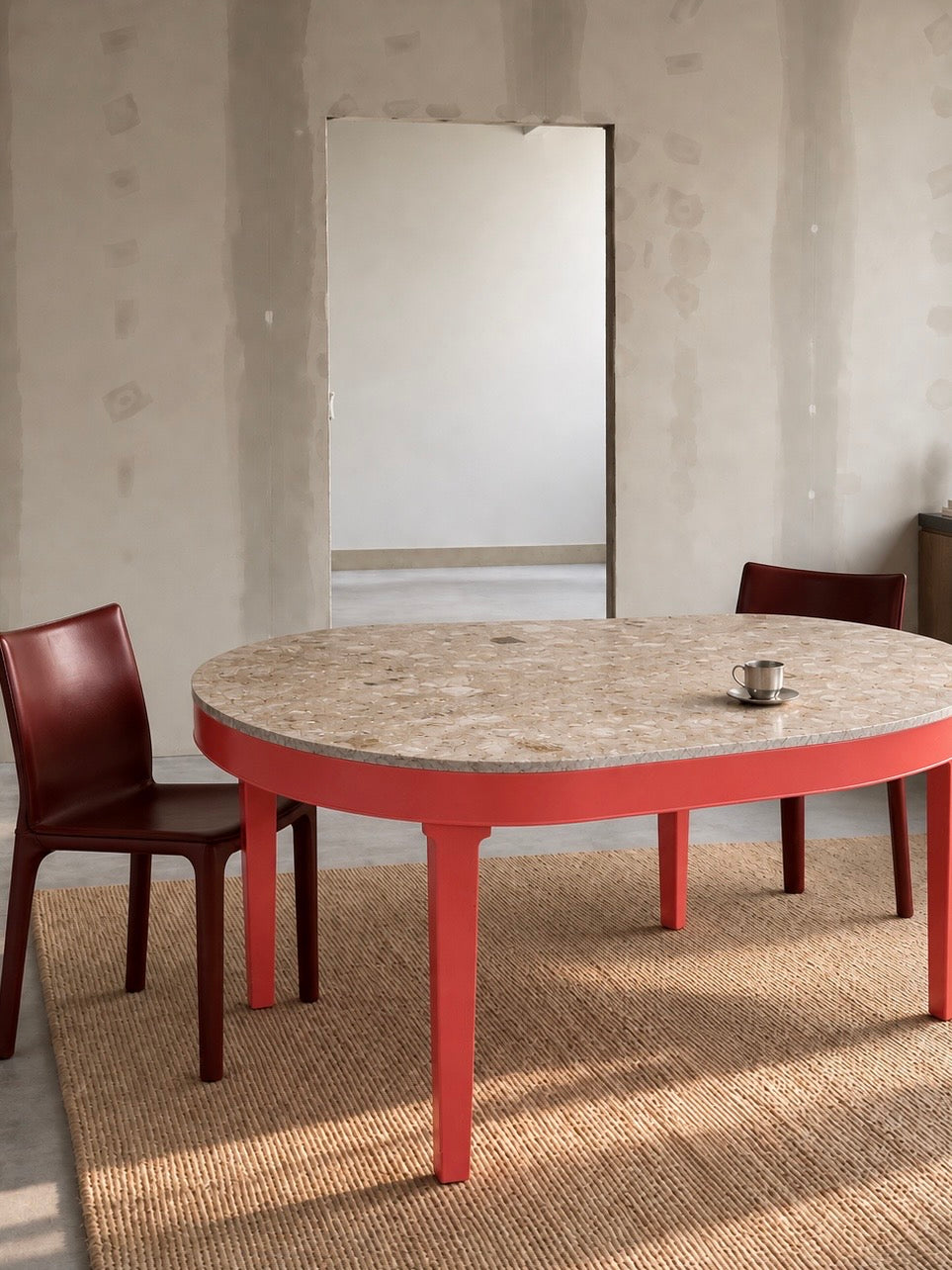 Dining table with marble top